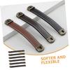 QUMIIRITY 6pcs Leather Drawer Pulls and Cabinet Handles Easy to Install Vintage Style for Kitchen Bathroom Dresser and Living Room Furniture Comfortable Touch and Wide Application view 2