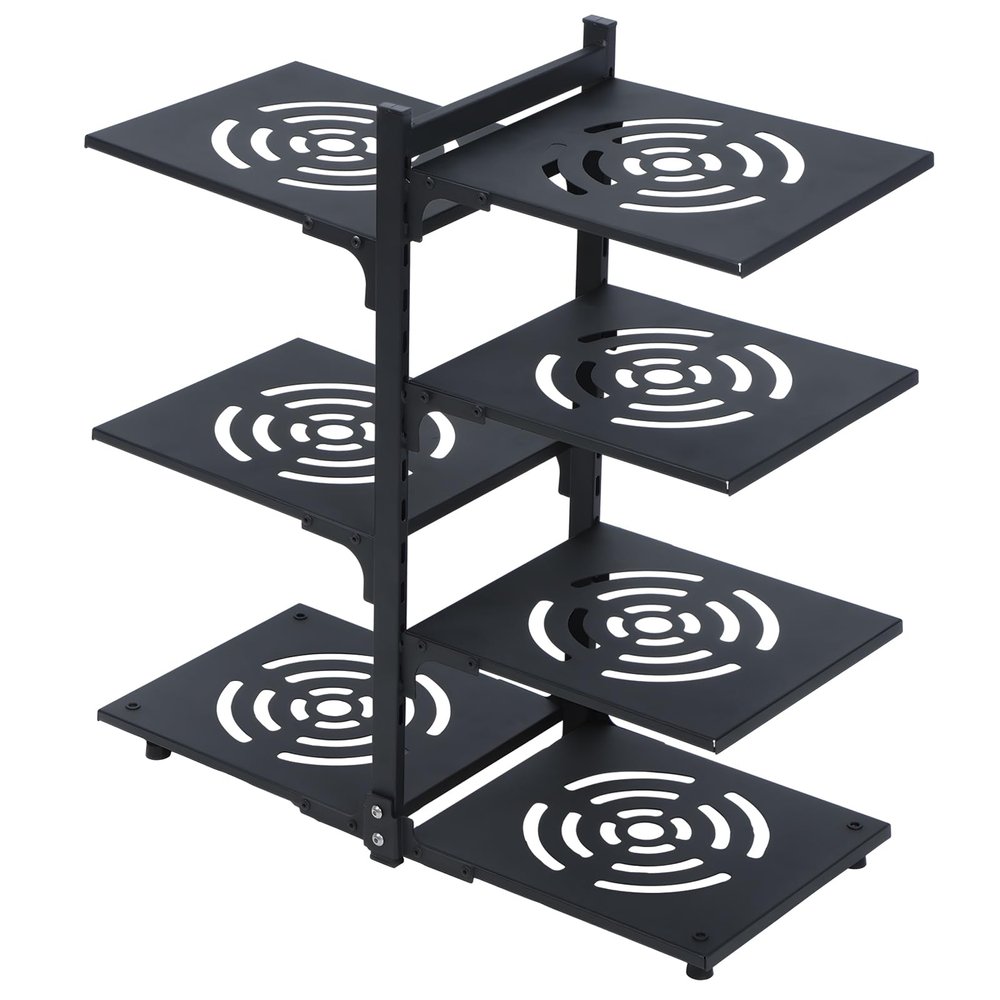 Pots and Pans Organizer Under Cabinet, 4 Tire Adjustable Kitchen Cabinet Organizer Rack, Heavy Duty Backing Sheet Rack, Pot/Pan Rack for Cabinet Pantry Storage Organizer Black