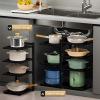 Pots and Pans Organizer Under Cabinet, 4 Tire Adjustable Kitchen Cabinet Organizer Rack, Heavy Duty Backing Sheet Rack, Pot/Pan Rack for Cabinet Pantry Storage Organizer Black view 2