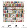 Dunmat Abstract Bookshelf Cat Shower Curtains with Rugs Toilet Lid Cover and Bath Mat for Bathroom,Home Tub Curtains Sets with Rugs Colorful Bookshelf Cartoon Animal Print Four-Piece view 2