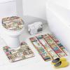 Dunmat Abstract Bookshelf Cat Shower Curtains with Rugs Toilet Lid Cover and Bath Mat for Bathroom,Home Tub Curtains Sets with Rugs Colorful Bookshelf Cartoon Animal Print Four-Piece view 4