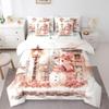 Feelyou Kids Christmas 7 Pieces Bedding Set Queen Size, Snowman Bed in A Bag Boys Girls Snowflake Comforter Set with Sheets Rose Floral Flower Teens Bed Set Bedroom Decor 7Pcs view 3