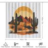Dunmat Medieval Style Cactus Shower Curtains with Rugs Toilet Lid Cover and Bath Mat for Bathroom,Home Tub Curtains Sets with Rugs Abstract Desert Sun Plant Print Four-Piece view 2