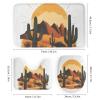 Dunmat Medieval Style Cactus Shower Curtains with Rugs Toilet Lid Cover and Bath Mat for Bathroom,Home Tub Curtains Sets with Rugs Abstract Desert Sun Plant Print Four-Piece view 3