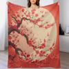 HDESDIS Flower Tree Throw Blanket, Soft Cozy Warm Japanese Cherry Floral Moon Background Flannel Blankets for Sofa Couch Bed, 50x70 Inch view 4