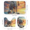 Dunmat Watercolor Cute Elephant Shower Curtains with Rugs Toilet Lid Cover and Bath Mat for Bathroom,Home Tub Curtains Sets with Rugs Sunset Three Elephants Playing Print Four-Piece view 3