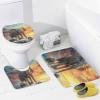 Dunmat Watercolor Cute Elephant Shower Curtains with Rugs Toilet Lid Cover and Bath Mat for Bathroom,Home Tub Curtains Sets with Rugs Sunset Three Elephants Playing Print Four-Piece view 4