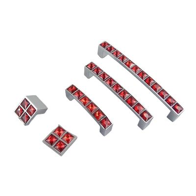 SOSODBBM Crystal Glass Red Diamond Furniture Handles Sliding Door Drawer Wardrobe Kitchen Cabinets Cupboard Dresser Pulls 2Pcs(16mm)