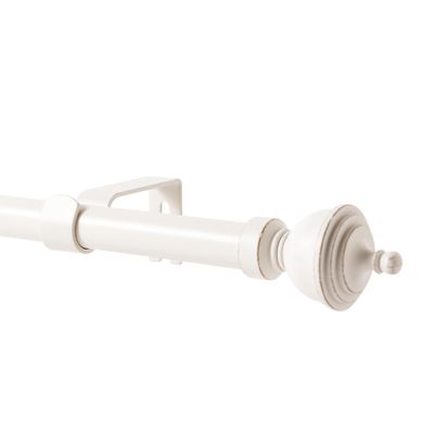 Rydenia 5/8" Single Curtain Rod with Royale Finials (Weathered White, 48''-84'')