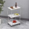 yanzhuen001 Kitchen Mobile Shelf, 3 Tier Bar Carts for The Home, Rolling Bar Cart, Bar Serving Cart with Wheels for Living Room, Kitchen, Dining Room, Silvery,Cart view 2