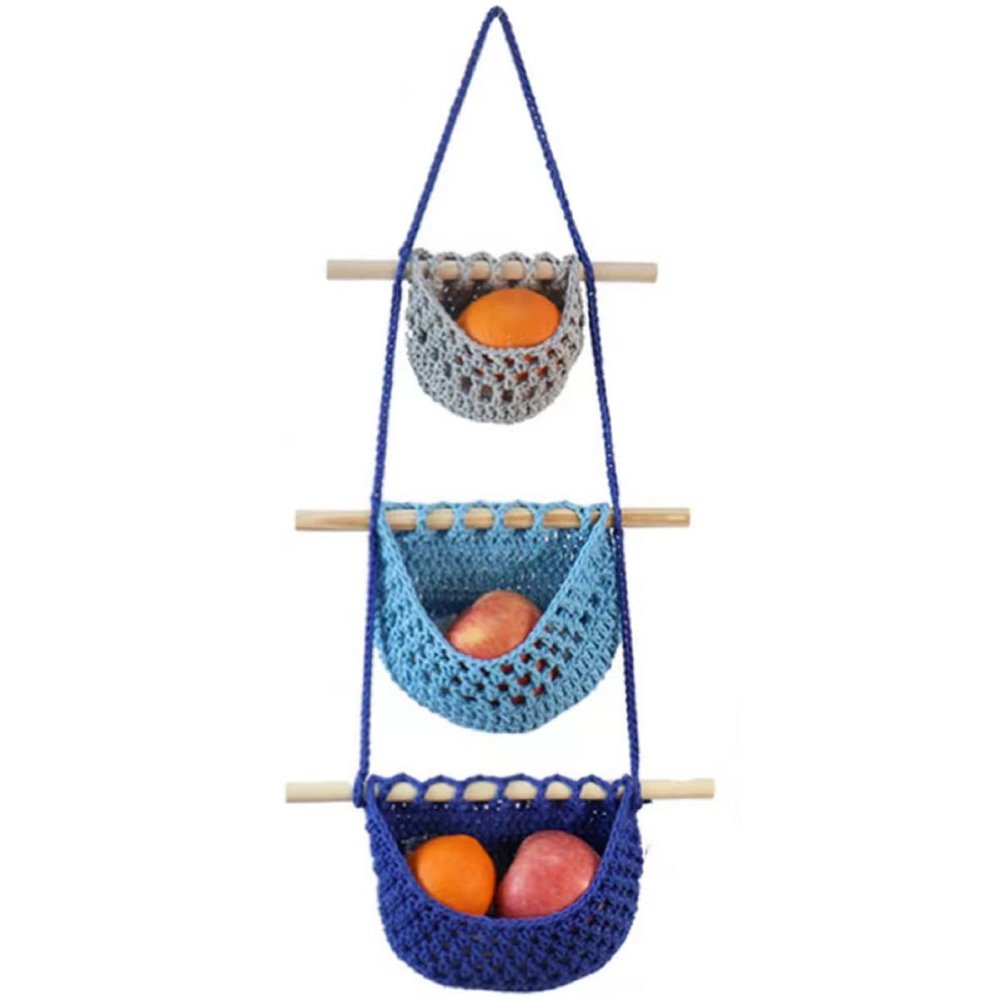 GRIRIW Tiered Fruit and Vegetable Storage Basket Wall-mounted Kitchen Hanging Basket Pantry Organization Decorative Fruit Organizer for Friends and Family