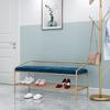 DBZRRKHDC Shoe Storage Bench Entryway Furniture Hallway Shoe Bench with Storage Space Metal Frame Entryway Shoe Stool with Back, for Entryway, Living Room, Bedroom(Dark Blue) view 1