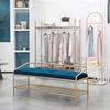 DBZRRKHDC Shoe Storage Bench Entryway Furniture Hallway Shoe Bench with Storage Space Metal Frame Entryway Shoe Stool with Back, for Entryway, Living Room, Bedroom(Dark Blue) view 2