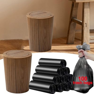 11.8in Round Wood Trash Can with Lid, 9l 2024 New Japanese-Style Natural Wood Garbage Recycling Bin, Wooden Trash Can with Swinging Lid, for Bathrooms, Powder Room, Kitchen B