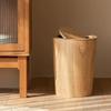 11.8in Round Wood Trash Can with Lid, 9l 2024 New Japanese-Style Natural Wood Garbage Recycling Bin, Wooden Trash Can with Swinging Lid, for Bathrooms, Powder Room, Kitchen B view 4
