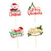 CHILDWEET 4pcs Christmas Tree Cake Inserted Cards Merry Christmas Snowman Tree Cake Toppers for Holiday Parties Family Gatherings view 1