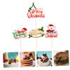 CHILDWEET 4pcs Christmas Tree Cake Inserted Cards Merry Christmas Snowman Tree Cake Toppers for Holiday Parties Family Gatherings view 2