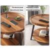 2-Tier Coffee Table Round, Small Side Table for Small Spaces, Large Storage Tea Table,Modern Oval Center Table with Wood Tabletop and Metal Frame for Small Space,Home, Office(Natural,40*40*48cm/16*16* view 3