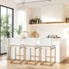 PHI VILLA Bar Stools Set of 3 - Bar Stools with Back Leather Stools for Kitchen Counter, White and Gold Counter Height Bar Stool view 1