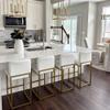 PHI VILLA Bar Stools Set of 3 - Bar Stools with Back Leather Stools for Kitchen Counter, White and Gold Counter Height Bar Stool view 2