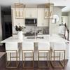 PHI VILLA Bar Stools Set of 3 - Bar Stools with Back Leather Stools for Kitchen Counter, White and Gold Counter Height Bar Stool view 3