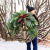 2024 Christmas Wreath for Front Door Farmhouse Garland Garland Door Hanging Stick Wreaths for Front Door Christmas Wreath Home Wall Wedding Festival Farmhouse Holiday Spring Door Wreath view 2