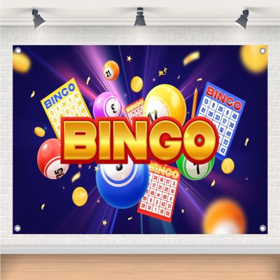 Gorpic 6x4ft Fabric Glittering Bingo Backdrops Banner Golden Bingo Balls Background for Game Theme Festival Celebration Party Game Room Banner Decorations