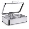 UMJIGF Desktop Buffet Server Rectangular hot Pot Buffet Set Tableware Buffet Server Electric Heating Transparent Window Capacity,B-Stainless Steel view 1