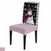 Chair Covers Set of 4, Christmas Snowman Winter Snowflakes Bird Snow Black White Buffalo Check Stretchable Parsons Chair Slipcovers Removable Kitchen Chair Protector for Dining Room view 1