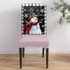 Chair Covers Set of 4, Christmas Snowman Winter Snowflakes Bird Snow Black White Buffalo Check Stretchable Parsons Chair Slipcovers Removable Kitchen Chair Protector for Dining Room view 4