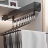 Adjustable Pull-Out Closet Hanger Rods for Clothing, Space-Saving Retractable Organizer with Buffer Rails, Sliding Hanger for Tops, Coats, and Garments, Closet Storage Solution (Black, 18.7in/ 47.5cm) view 2