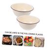 BEBEMOKO 2pcs Retro Enamel Bowls Vintage Style Multi-use Enamelware for Serving Mixing and Kitchen for Soup Salad and Fruit Ivory White view 2