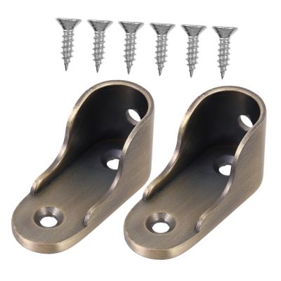 Hohopeti 2pcs Closet Rod Holders Rustproof Pole Socket Flange Base for Clothes Hanging Shower Curtain Rod Support Bronze Finish for Home Use