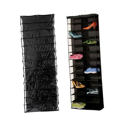 Hohopeti 2pcs Over The Door Shoe Organizer for Closet Storage Black Hanging Rack for Shoes Slippers Belts and Scarves Space-Saving for and Tight Spaces