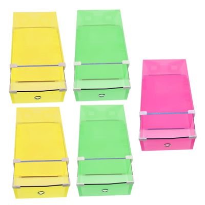 KOMBIUDA 5pcs Transparent Plastic Shoes Storage Organizer Stackable Drawer Shoe Boxes Easy to Clean for Women Footwear