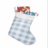 Christmas Stockings 18 Inch Blue Plaid Spring Easter Buffalo Check Baby Blue Xmas Stockings with Plush Cuff for Fireplace Holiday Party Decoration 1 pcs view 1