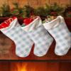 Christmas Stockings 18 Inch Blue Plaid Spring Easter Buffalo Check Baby Blue Xmas Stockings with Plush Cuff for Fireplace Holiday Party Decoration 1 pcs view 2