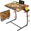 Folding TV Tray Adjustable Dinner - Trays for Eating On Couch Wooden Tables Mate Stand Foldable Desk with Cup Holder Portable view 1