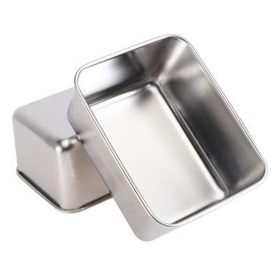 BIUDECO Set of 2 Stainless Steel Cake Baking Boxes Food Container Easy Storage Kitchen Supply Silver