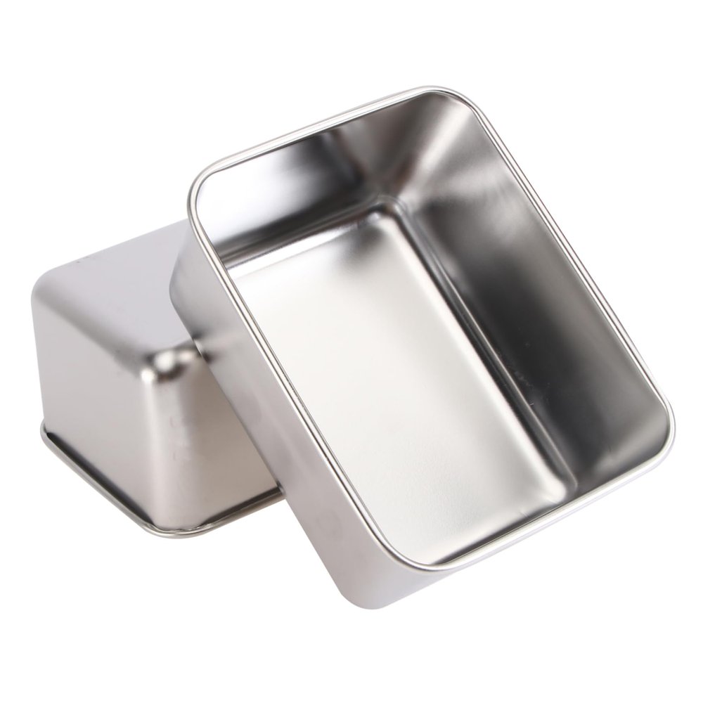BIUDECO Set of 2 Stainless Steel Cake Baking Boxes Food Container Easy Storage Kitchen Supply Silver