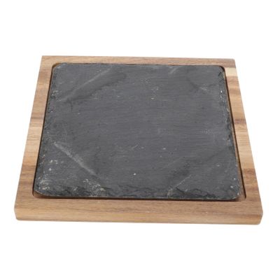 BEBEMOKO Japanese Wooden Pallet Serving Tray Square Platter Dinner Plate for Steak Salad Pizza Supply