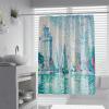 SHUODAOCO Abstract Shower Curtains Blue and White Shower Curtain Retro Architecture Long Shower Curtain Washable Polyester Fabric Shower Curtain 54Wx72L view 1