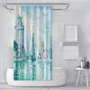SHUODAOCO Abstract Shower Curtains Blue and White Shower Curtain Retro Architecture Long Shower Curtain Washable Polyester Fabric Shower Curtain 54Wx72L view 2