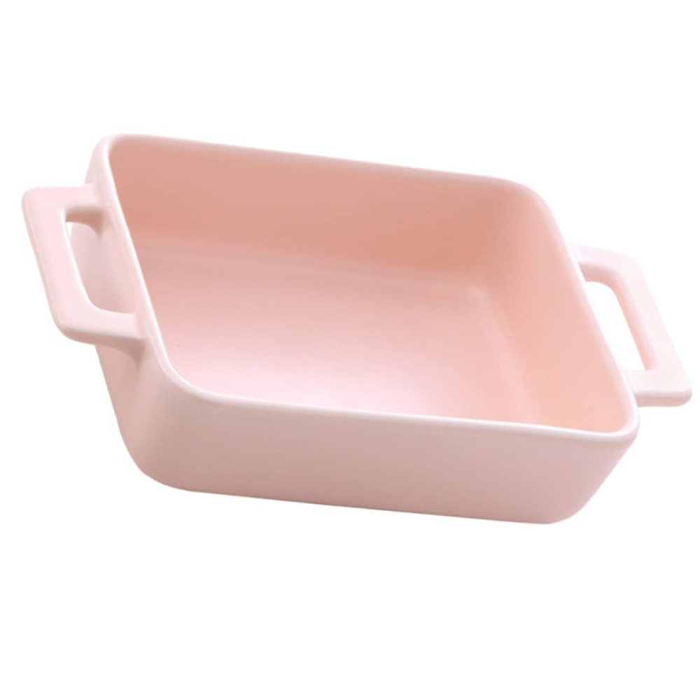 BIUDECO 1pc Ceramic Baking Pan Versatile Baked Cheese and Rice Bowl Ergonomic Design Double Handles Microwave and Oven Safe Elegant for Kitchen Use