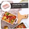 BIUDECO 1pc Ceramic Baking Pan Versatile Baked Cheese and Rice Bowl Ergonomic Design Double Handles Microwave and Oven Safe Elegant for Kitchen Use view 4