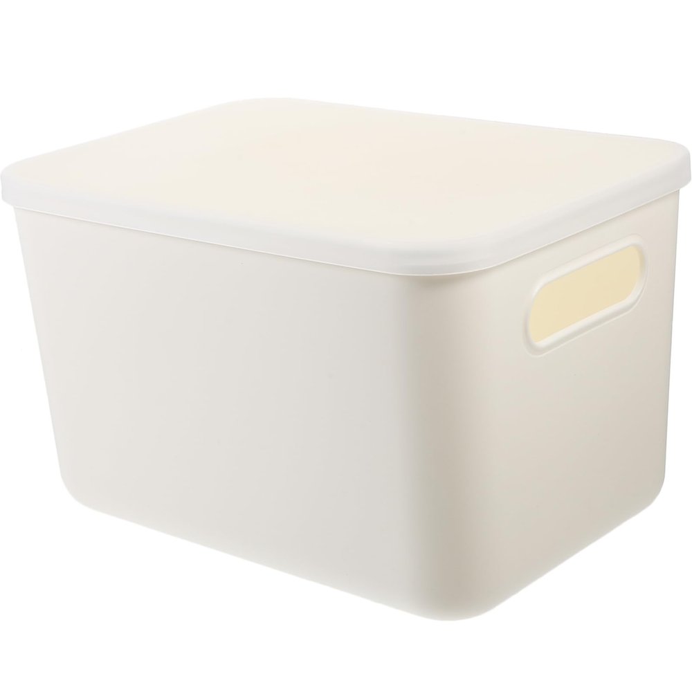 HOOTNEE Desktop Organizer with Lid Large White Storage Box for Bedroom Bathroom Office Material Space-saving Design for Cosmetics Sundries