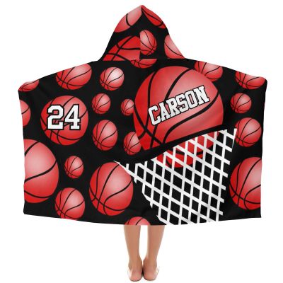 Eiis Unidesign Hooded Towel Kids Red Sport Basketball Bath Towels with Hood Microfiber Kids Beach Towels Baby Pool Beach Towel for Boy Girls