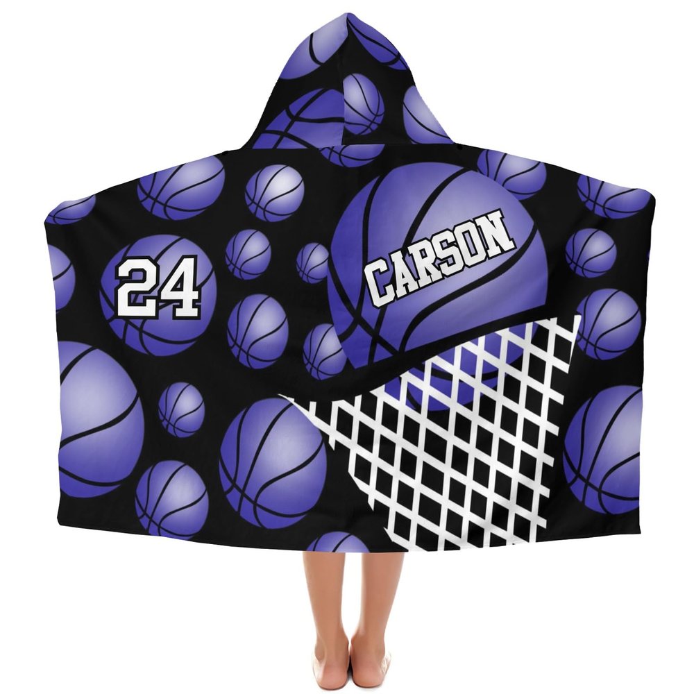 Eiis Unidesign Hooded Towels for Kids 3-10 Yrs Purple Sport Basketball Kids Bath Towels Hooded Beach Towel Wrap Bathrobe Blanket Boys Gift for Shower