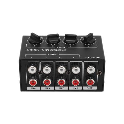 4 Channel Stereo Mixer, Passive Stereo Mixer 4 Input 1 Output for CD Player Tape Player