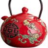 SGeneE Tea Set, Traditional Chinese Ceramic Tea Set, Tea Set for Wedding Ceremony Party, Chinese Red Porcelain Tea Pot with Tea Cups and Tea Tray for Adults (Style B) view 3